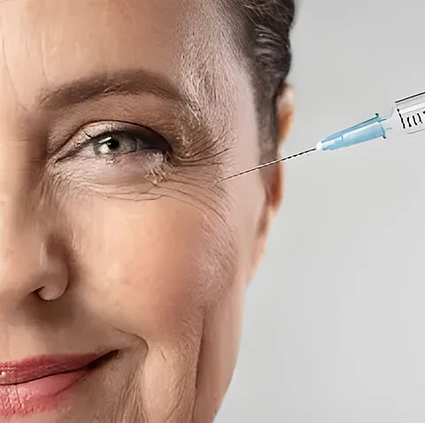 Aplicación de toxina botulínica en la zona de los ojos